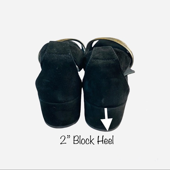 AGL Ankle Sandals Black Suede Heels and Bronze Front Straps Made in Italy - Picture 5 of 8